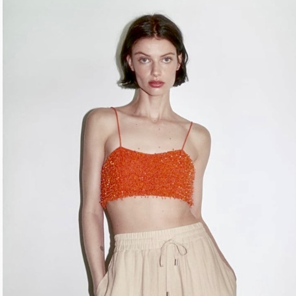Zara Limited Edition Beaded Top